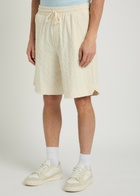DRÔLE DE Monsieur Monogramme Terry Cotton Shorts Off White