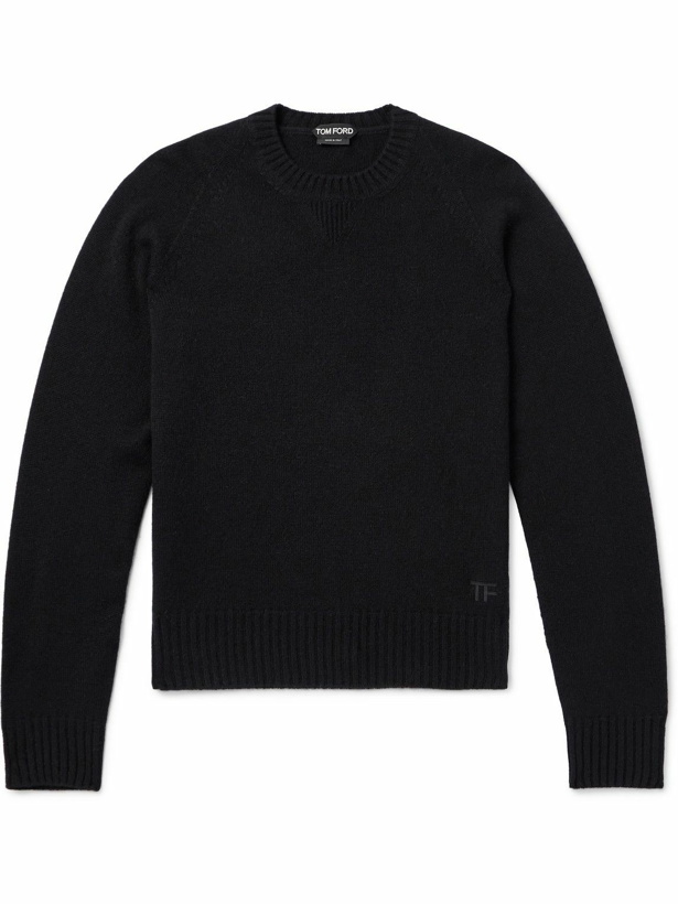 Photo: TOM FORD - Slim-Fit Logo-Embroidered Brushed-Cashmere Sweater - Black