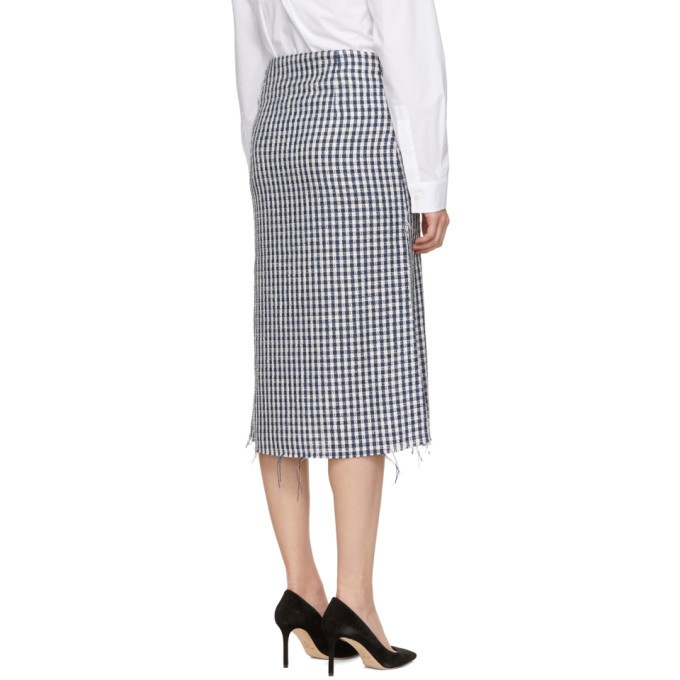 Simon Miller Blue and White Cotton Fitted Skirt