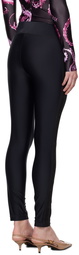 Versace Jeans Couture Black Logo-Woven Trim Leggings