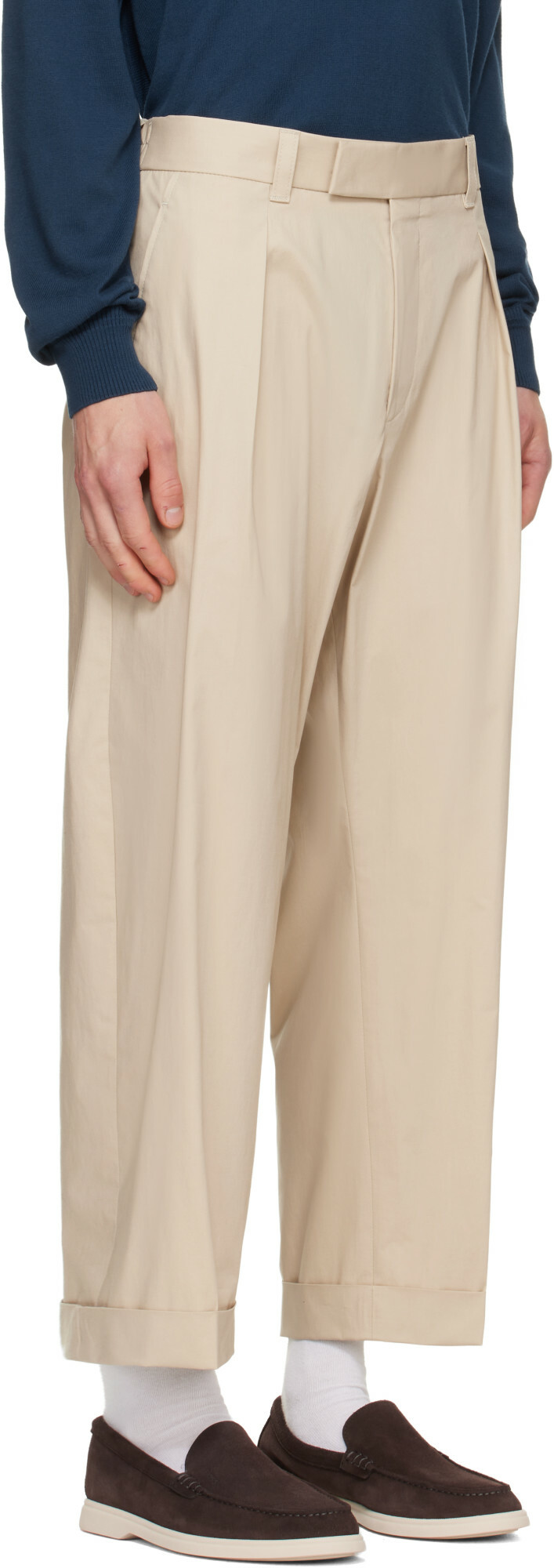 BOSS Beige Relaxed-Fit Trousers