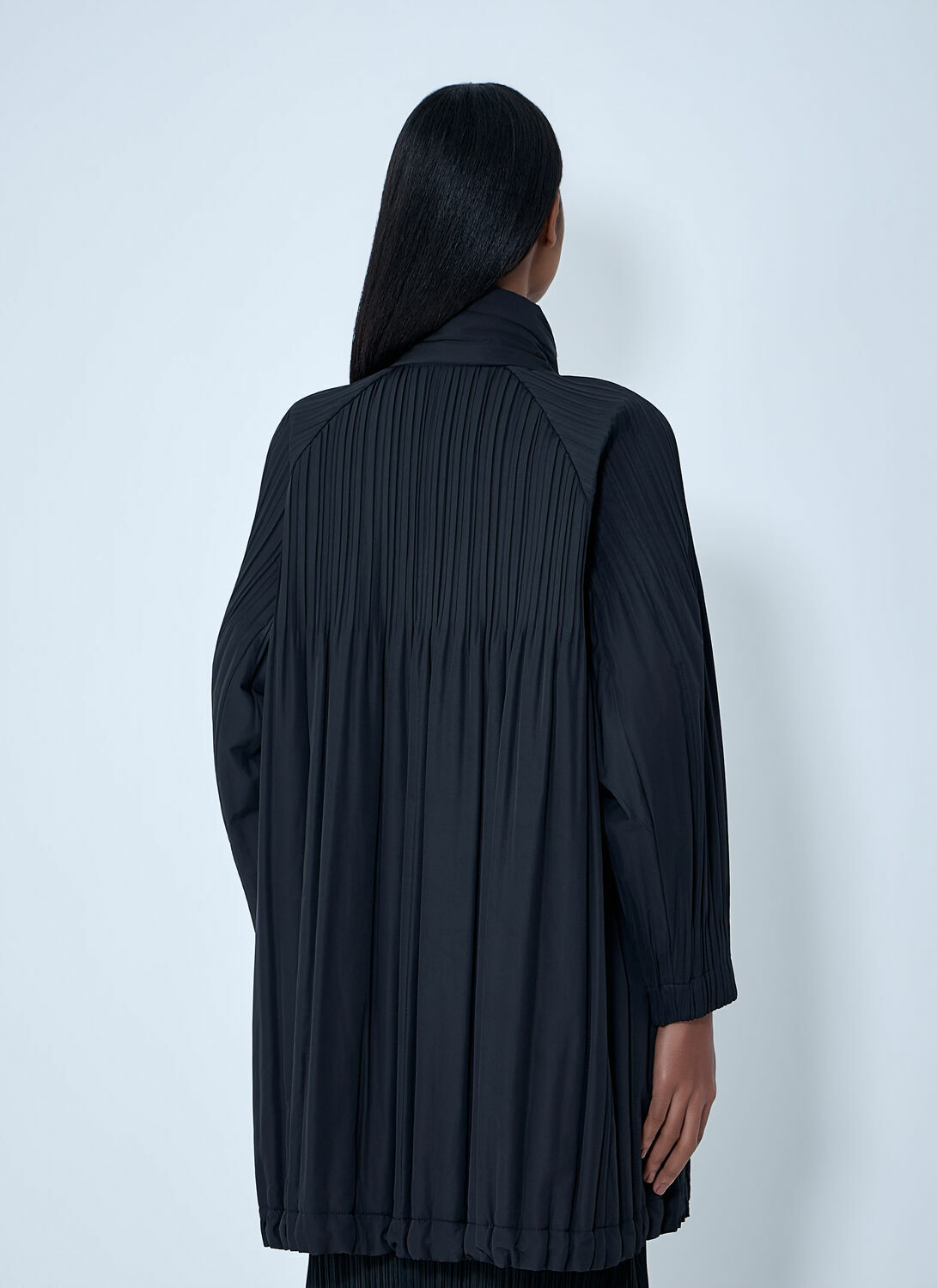 Pleats Please Issey Miyake Pleated High-Neck Coat