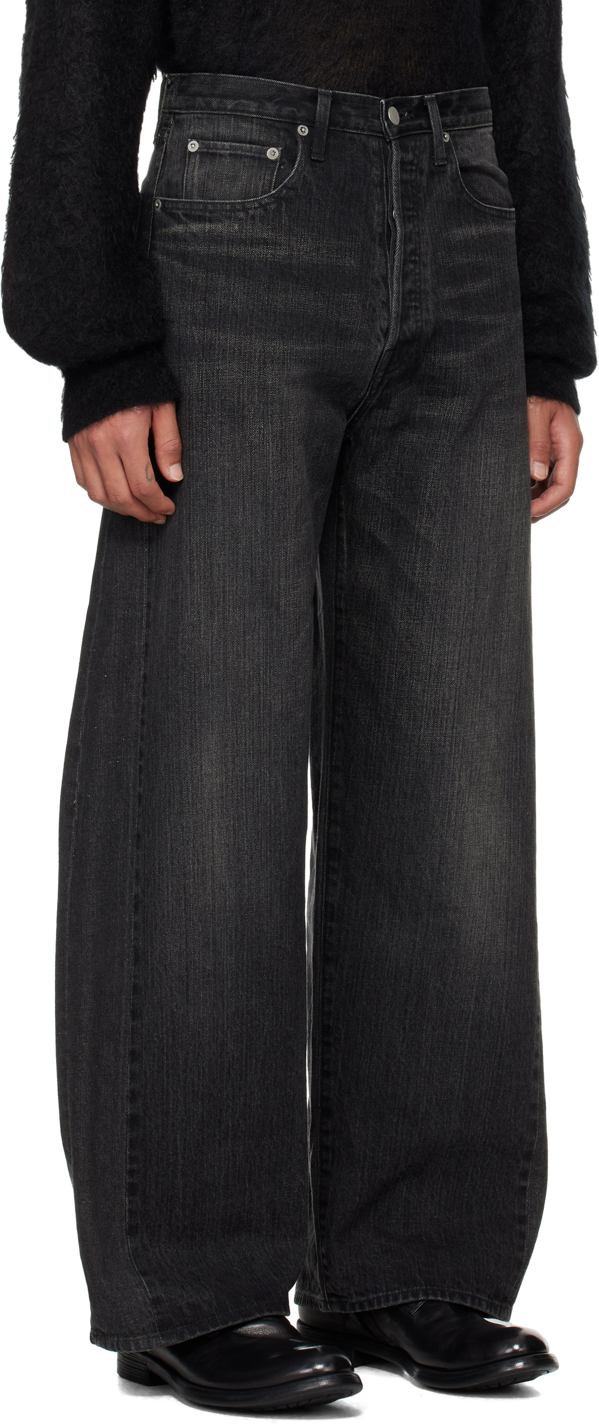 stein Black Deformation Wide Jeans
