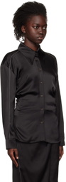 J KOO Black Gathered Shirt