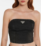 Prada Logo denim crop top