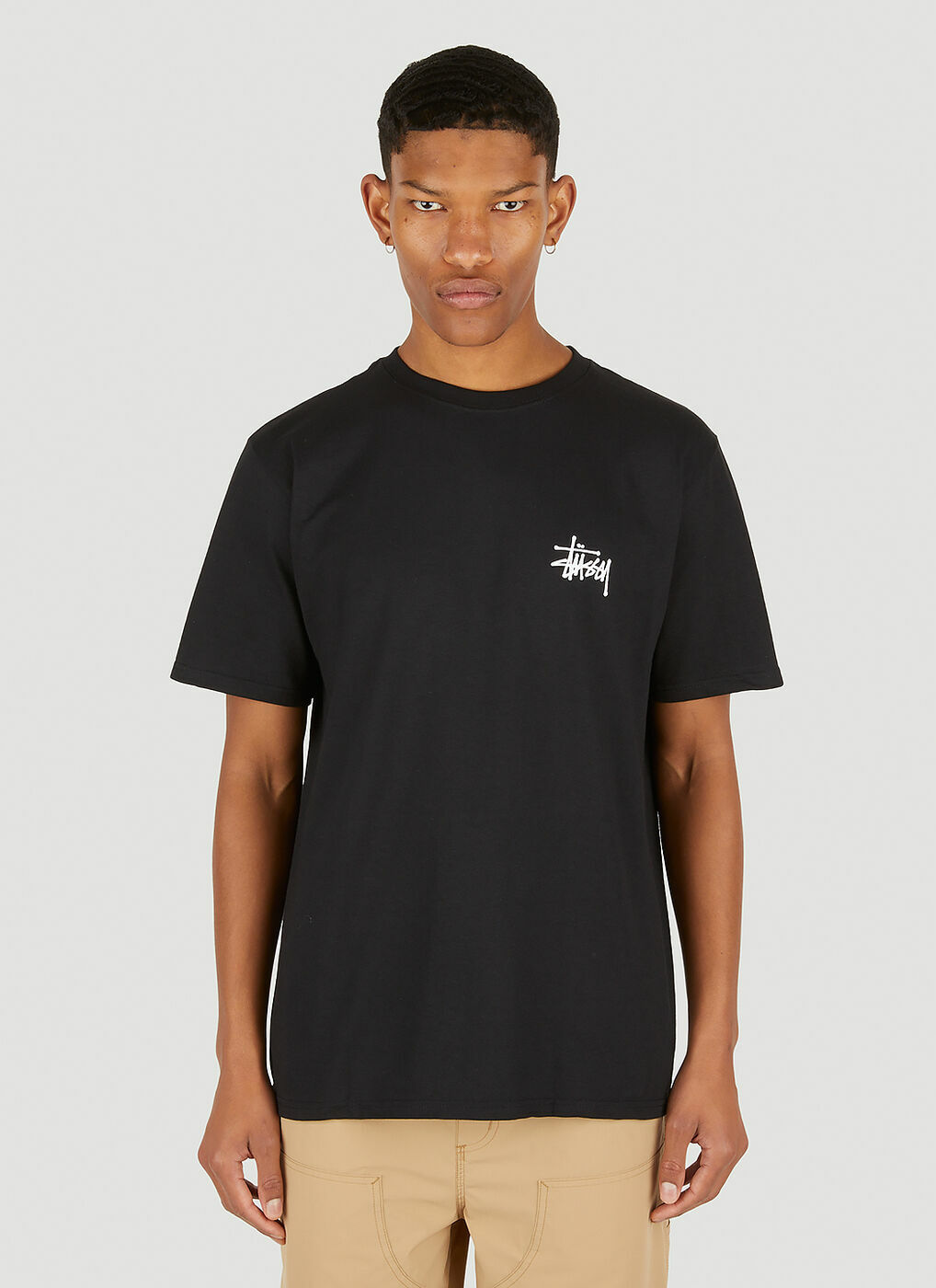 Logo Print T-Shirt in Black Stussy