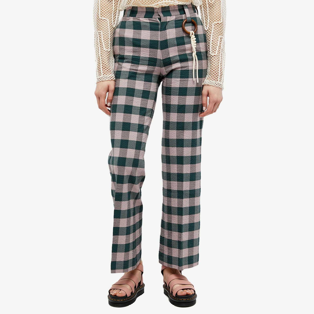 Charles Jeffrey Women's Golden Checked Trouser in Gingham Seersucker ...