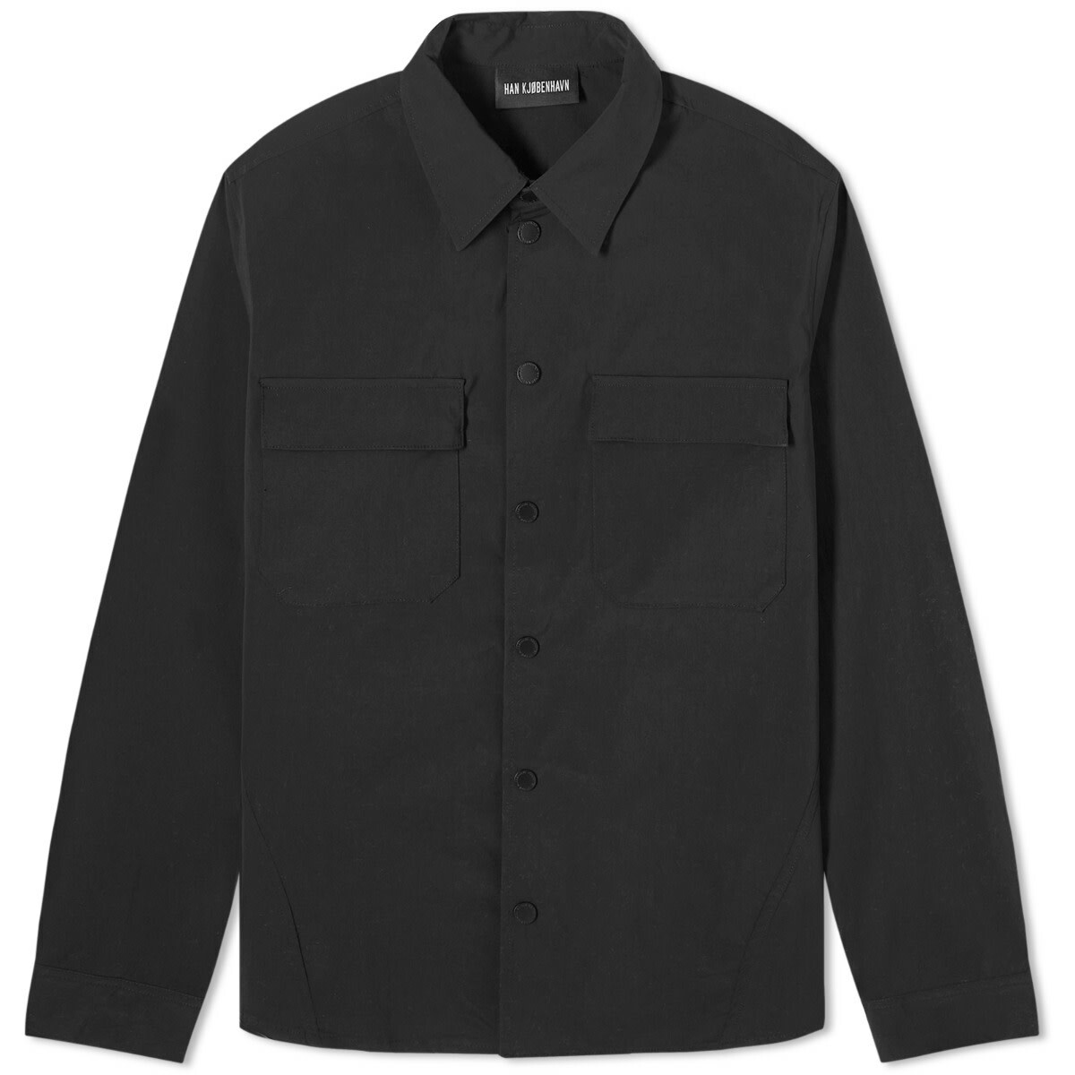 Han Kjobenhavn Men's Nylon Long Sleeve Overshirt in Black