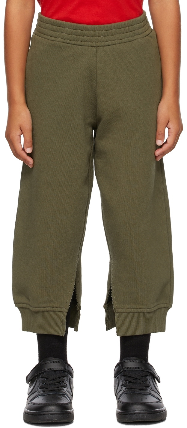 MM6 Maison Margiela Kids Khaki Slit Lounge Pants MM6 Maison Margiela