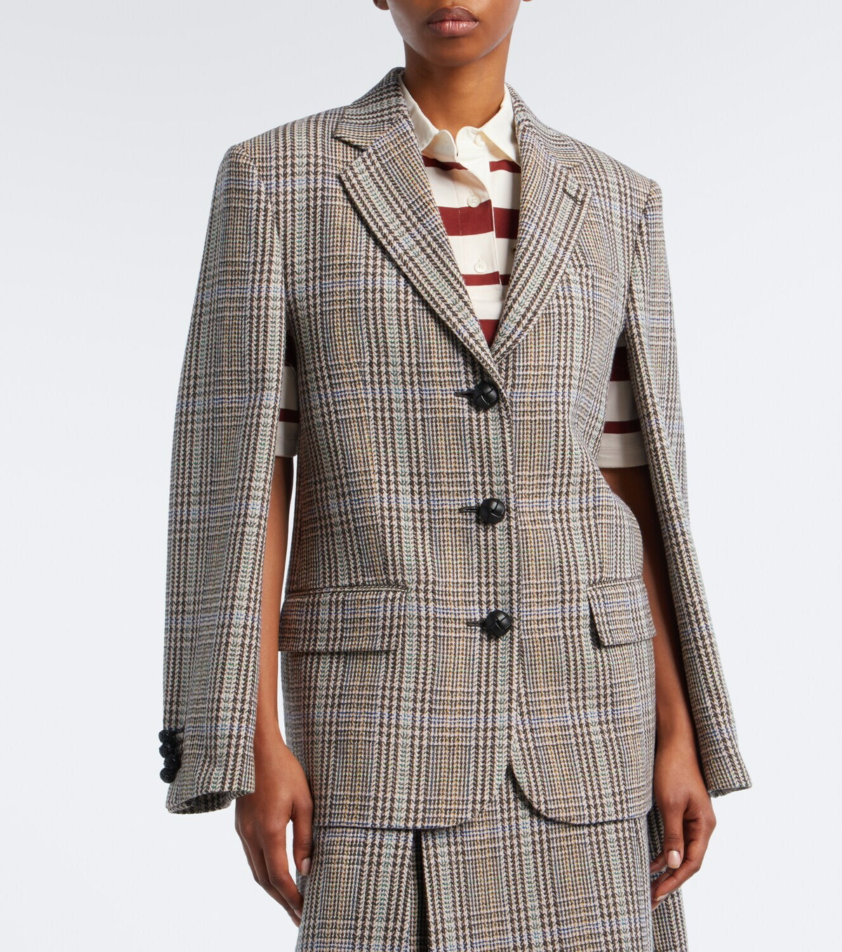 Acne Studios Checked shearling-trimmed wool blazer