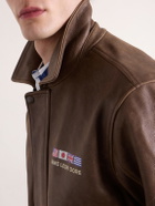 Aimé Leon Dore - World's Borough Logo-Print Leather Jacket - Brown
