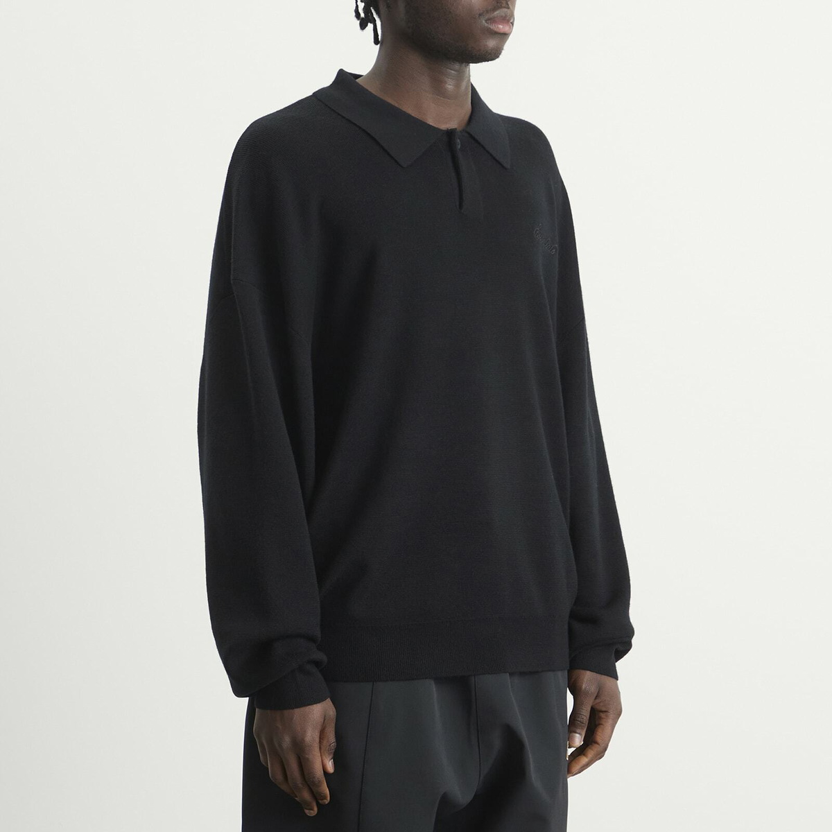 Fear of God ESSENTIALS Men's Signature 90s Knit Polo in Vintage Black