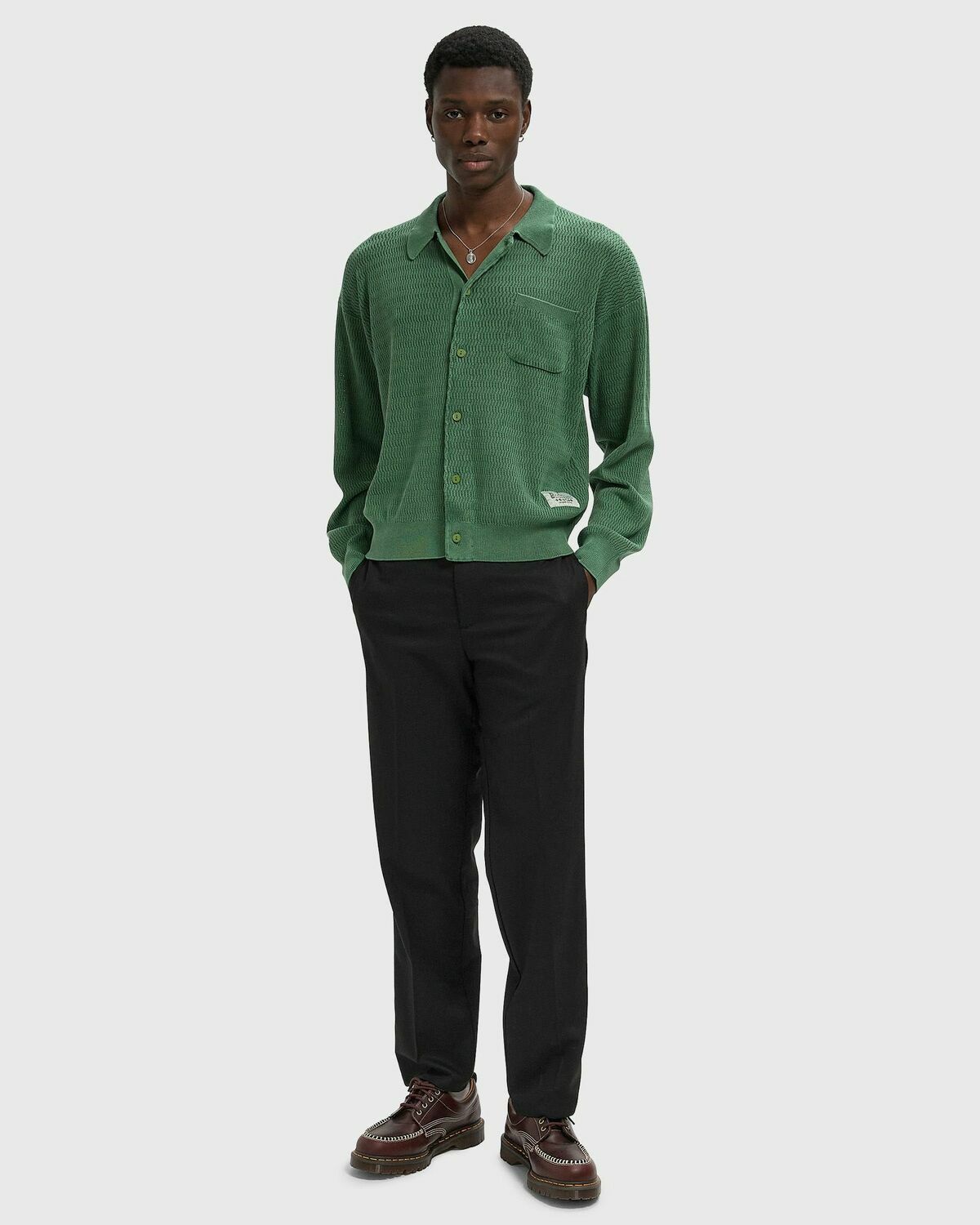Pigment Dye Long Sleeve Polo Sweater