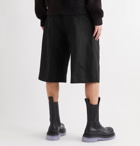 BOTTEGA VENETA - Wide-Leg Pleated Cotton-Twill Bermuda Shorts - Black