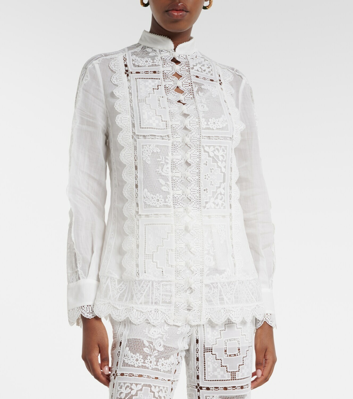 Zimmermann Floral lace ramie shirt