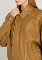 Nour Hammour Dalma Grained Leather Jacket Light Brown