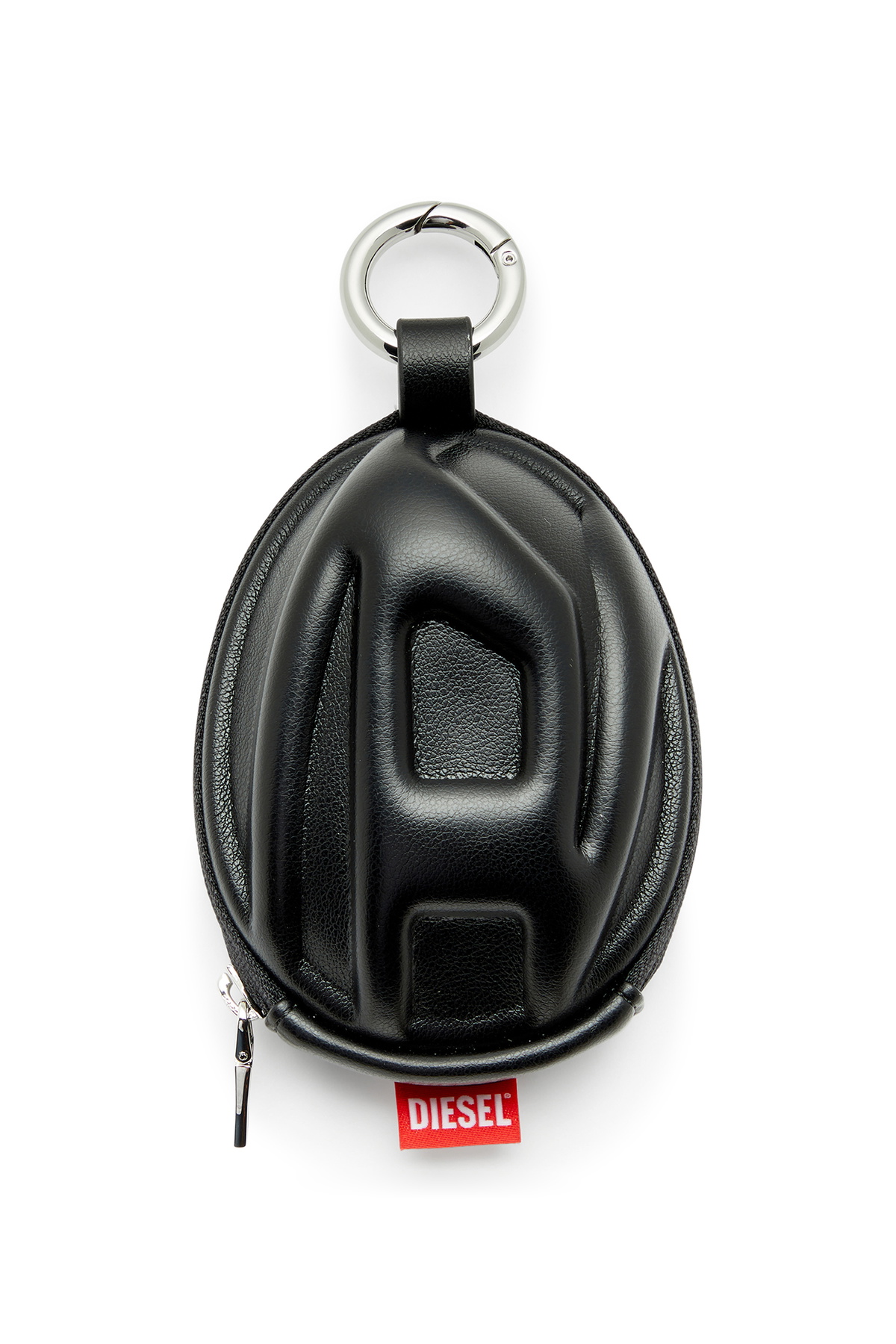 Diesel Charm in matte PU with Oval D logo - Charms and Keyrings Mens in Black