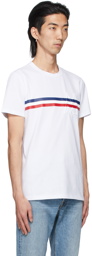 Moncler White Tricolor Stripe Logo T-Shirt