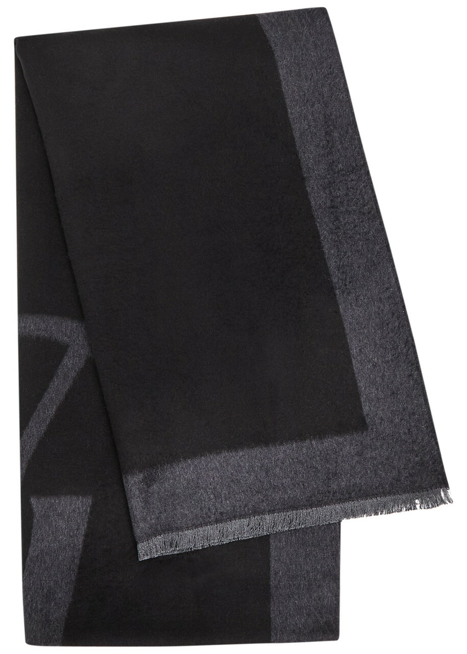 Saint Laurent Cassandra Logo Silk Scarf - Black - One Size