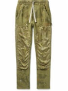 Lost Daze - Slim-Fit Paint-Splattered Cotton-Jersey and Twill Sweatpants - Green