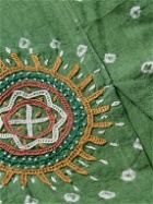 Kardo - Convertible-Collar Embroidered Cotton Shirt - Green