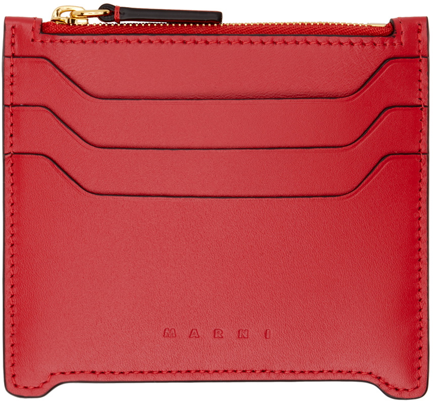Marni Red Leather Trunkaroo Card Holder
