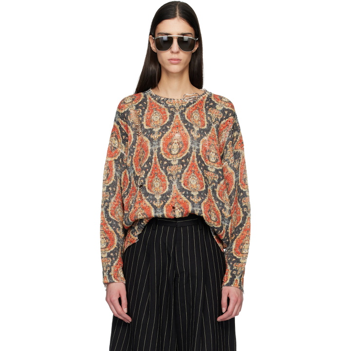 Photo: R13 Black & Red Printed Oversized Sweater