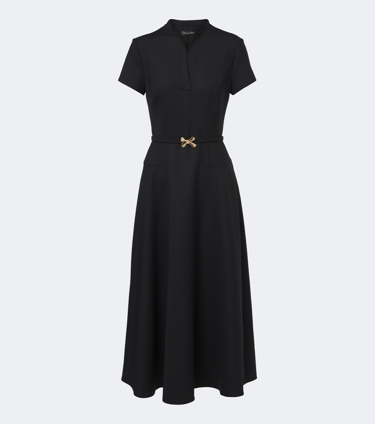 Oscar de la Renta Belted embellished wool-blend midi dress