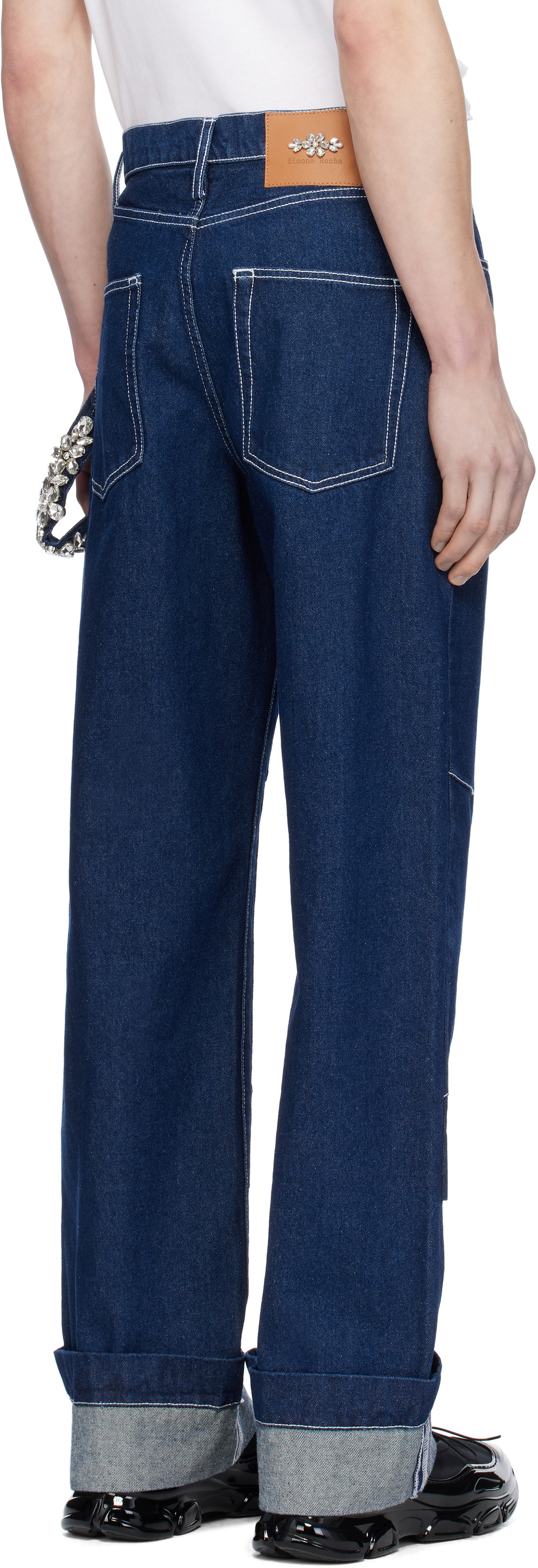 Simone Rocha Navy Embellished Workwear Jeans Simone Rocha