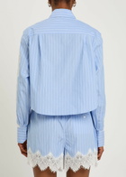 Simkhai Renata Lace-trim Cotton-poplin Shirt Blue