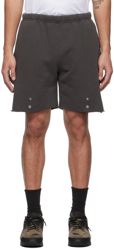 Photo: Les Tien Black Faded Snap Front Shorts