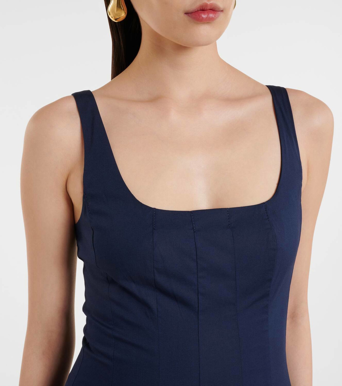 Staud Wells pleated cotton midi dress Staud Staud Wells pleated cotton midi dress Staud