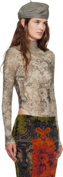 Jean Paul Gaultier Beige 'The Médaillon' Open Back Bodysuit