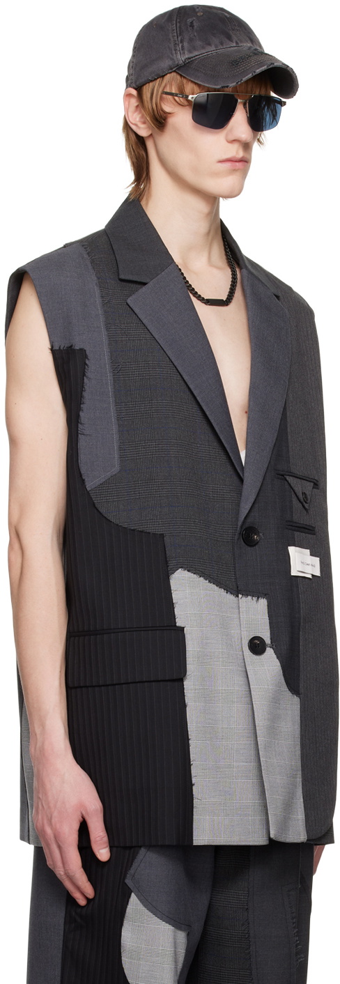 Feng Chen Wang Gray Patchwork Vest