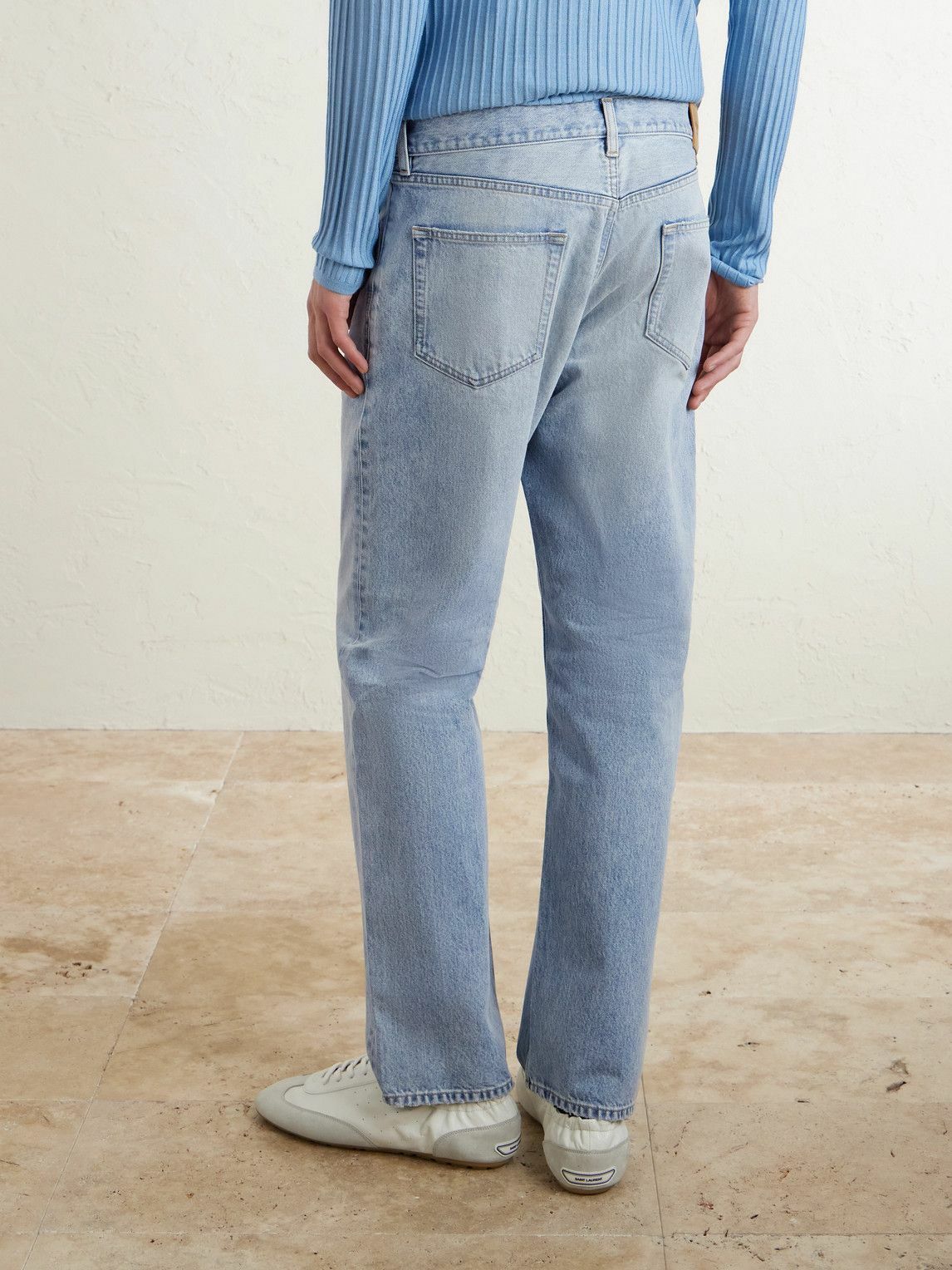 SAINT LAURENT - Straight-Leg Distressed Jeans - Blue