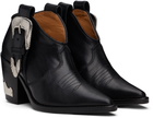 Toga Pulla Black Western Style Ankle Boots