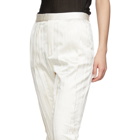 Saint Laurent White Silk Striped Satin Trousers