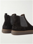Brioni - Shearling-Lined Suede Chelsea Boots - Blue