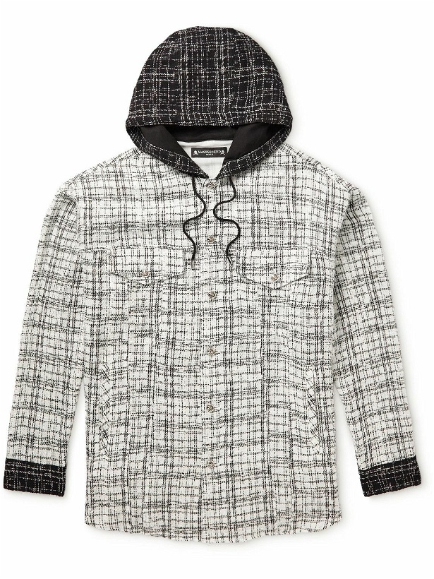 Photo: Mastermind World - Logo-Embroidered Hooded Cotton-Blend Tweed Overshirt - Gray