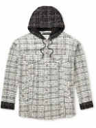 Mastermind World - Logo-Embroidered Hooded Cotton-Blend Tweed Overshirt - Gray