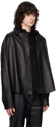AMI Paris Black Embossed Leather Jacket
