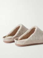 Mulo - Suede-Trimmed Shearling-Lined Recycled Wool Slippers - Neutrals