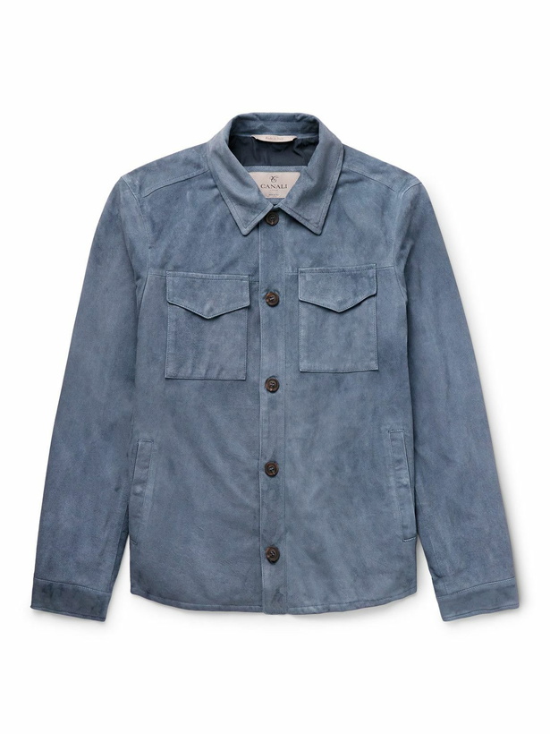 Photo: Canali - Suede Trucker Jacket - Blue