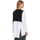 Enfold White and Black Knit Layered Long Sleeve T-Shirt
