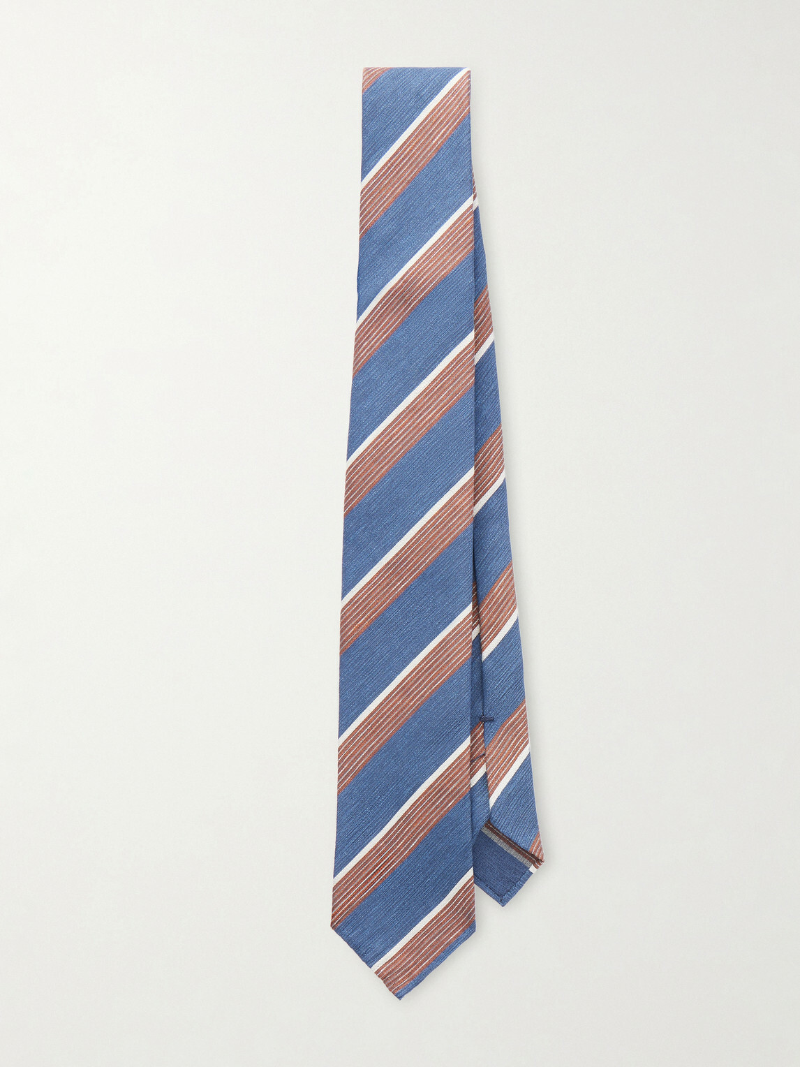 De Petrillo - 7cm Striped Silk and Linen-Blend Tie