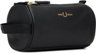 Fred Perry Black Tumbled Leather Wash Bag