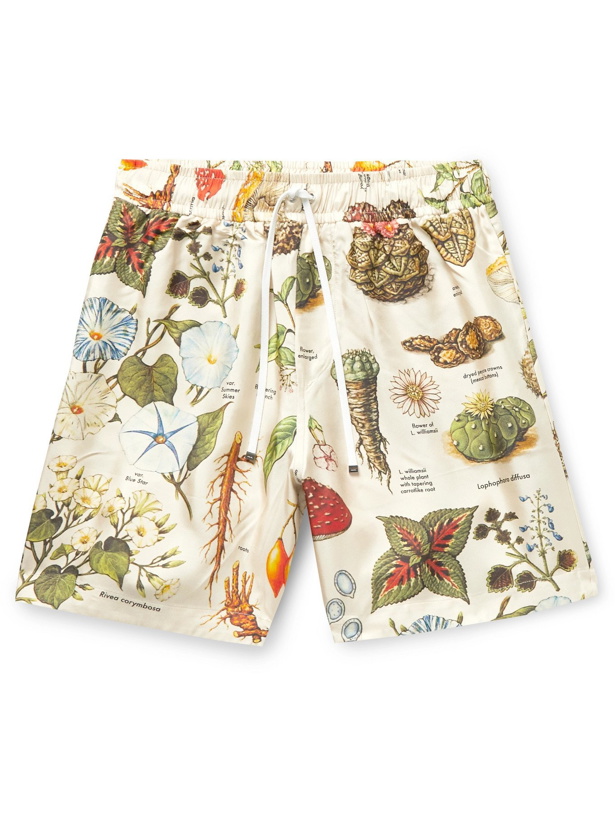 Photo: AMIRI - Printed Silk-Twill Drawstring Shorts - Neutrals