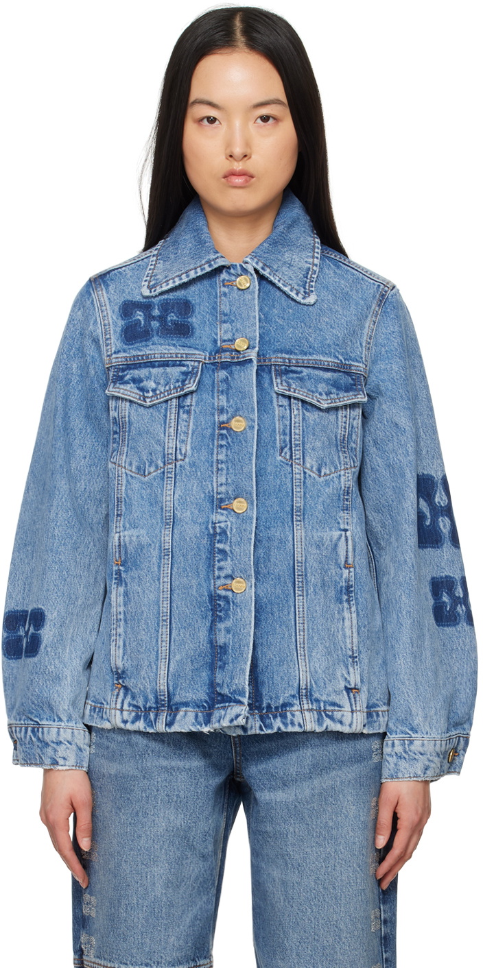★Ganni★ Gani logo patch denim jacket J1436 566 Ganni Patch Denim Jacket - Blue Stone – Kith