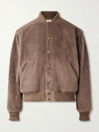 Cherry Los Angeles - Logo-Debossed Suede Bomber Jacket - Brown