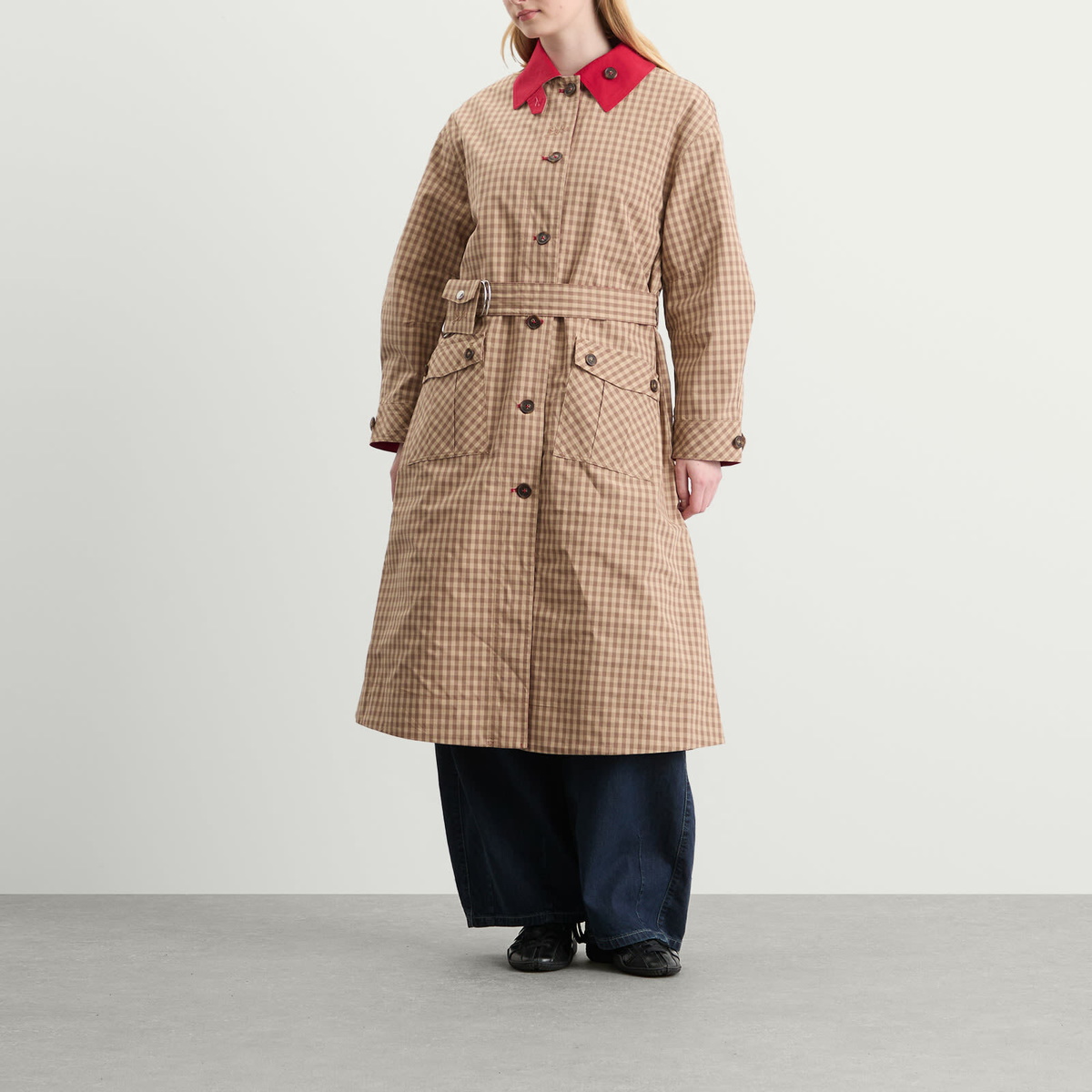 Damson Madder Women's Anja Reversible Honey Trench Coat in Tan